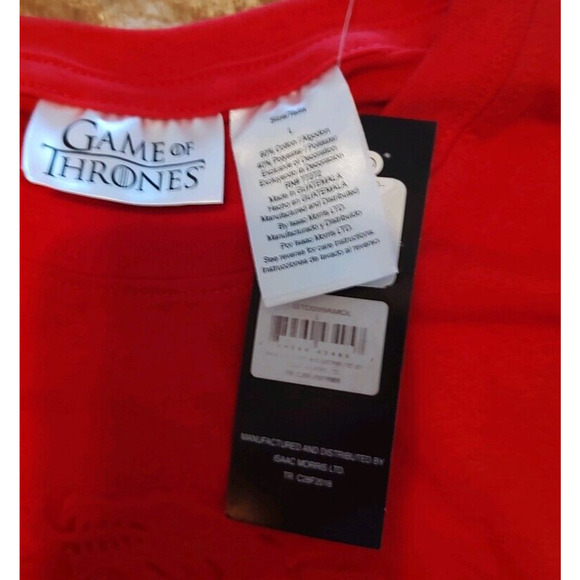 NEW GAME OF THRONES TARGARYEN T-shirt Embossed RED LARGE NWT - Picture 3 of 3